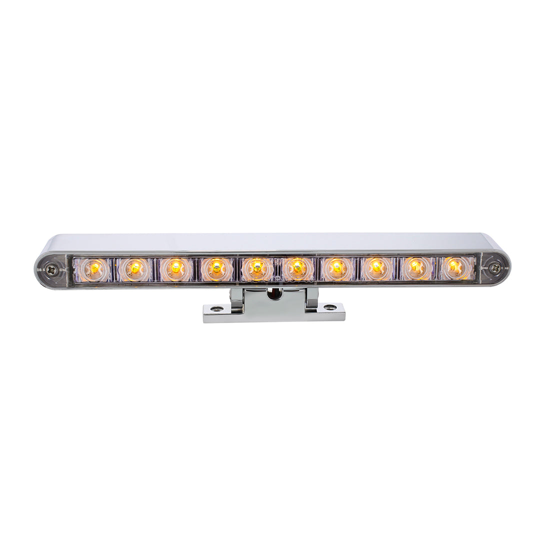 Chrome 10 LED Light Bar With 180 Degree Swivel Base - Dual Function Amber LED/Clear Lens