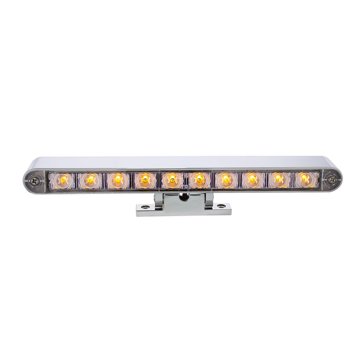 Chrome 10 LED Light Bar With 180 Degree Swivel Base - Dual Function Amber LED/Clear Lens