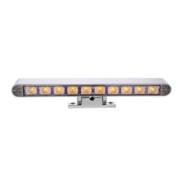 Chrome 10 LED Light Bar With 180 Degree Swivel Base - Dual Function Amber LED/Clear Lens