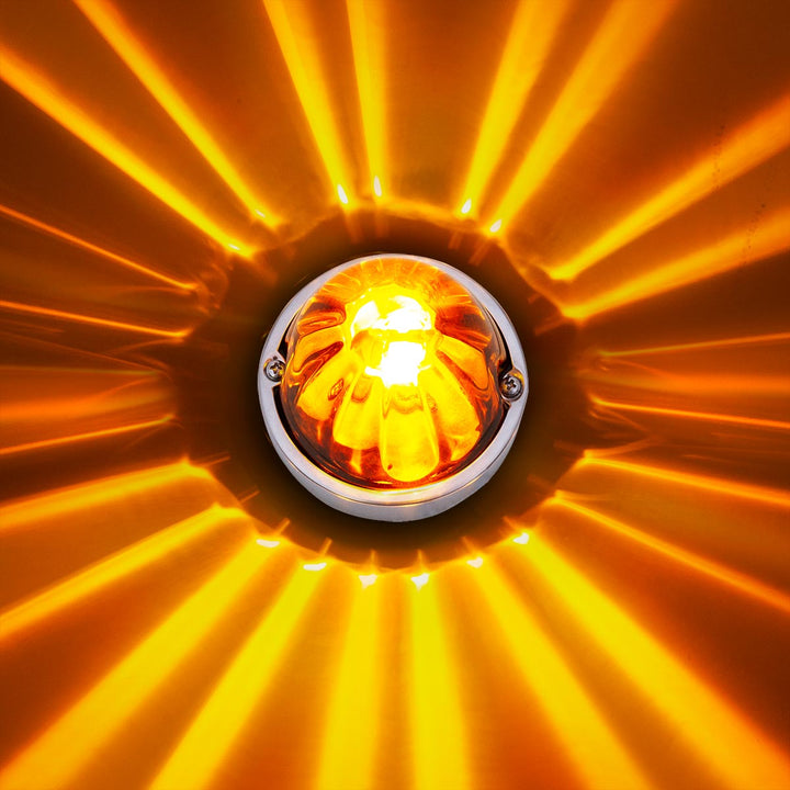 Star-Burst Glass Watermelon Light Flush Mount Kit-Amber LED/Clear Lens