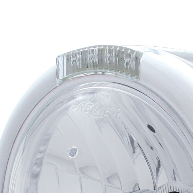 Stainless Steel Classic Half Moon Headlight Crystal H4 Bulb & LED Turn Signal - Clear Lens