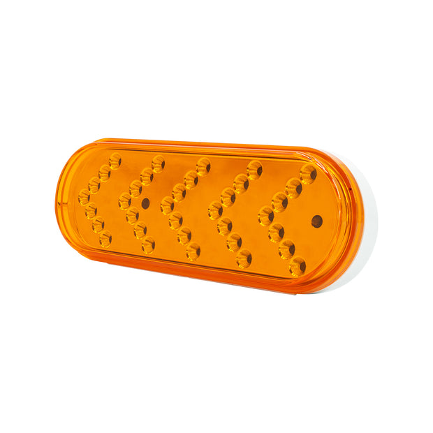 35 LED 6" Reflector Oval Sequential Turn Signal Light - Amber LED/Amber Lens