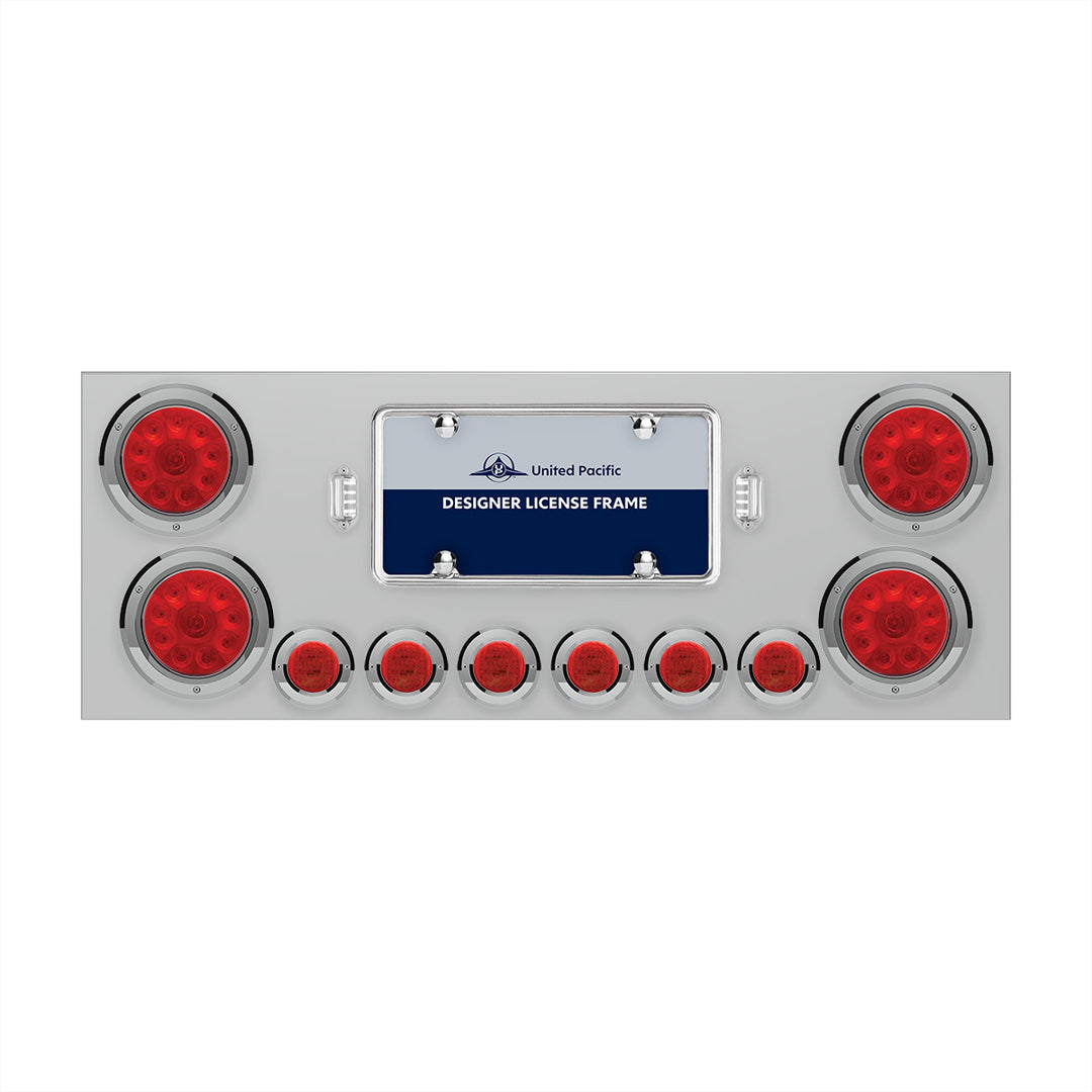 SS Rear Center Panel With 4X 10 LED 4" Lights &amp; 6X 9 LED 2" Lights -Red LED &amp; Lens