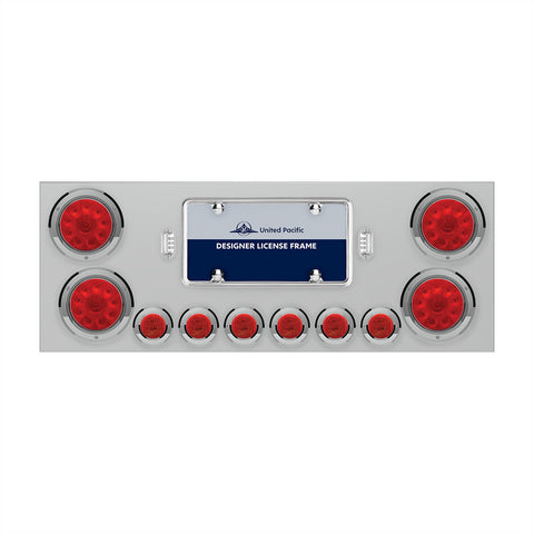 SS Rear Center Panel With 4X 10 LED 4" Lights & 6X 9 LED 2" Lights -Red LED & Lens