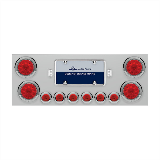 SS Rear Center Panel With 4X 10 LED 4" Lights & 6X 9 LED 2" Lights -Red LED & Lens