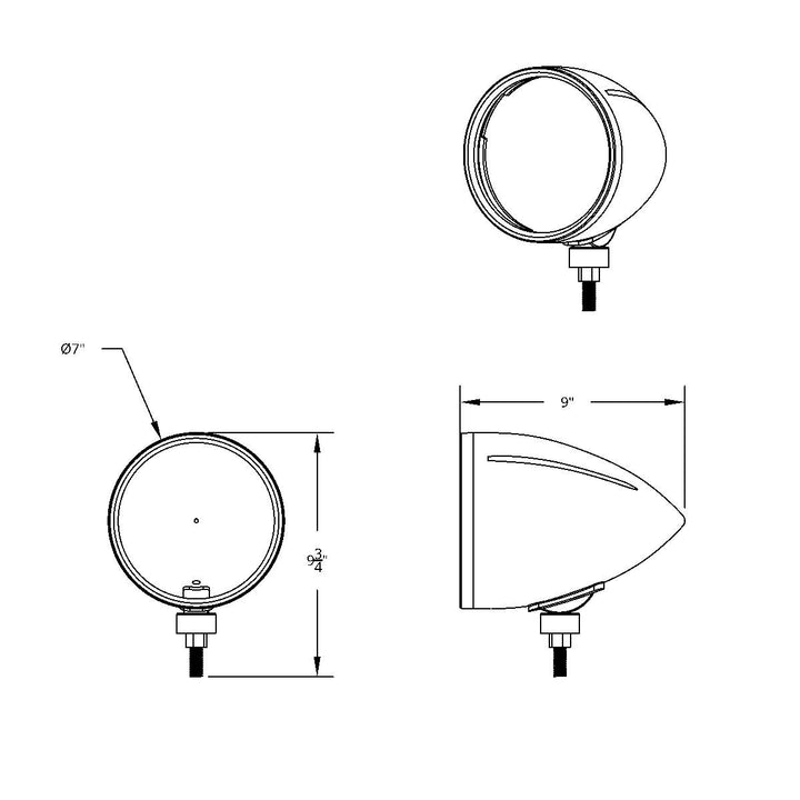 Black "BILLET" Style Groove Headlight Housing