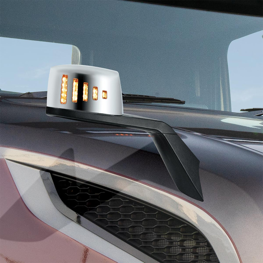 Hood Mirror Assembly W/LED Lights On Mirror Cover &amp; Glass For 2018-2024 Volvo VNL - Passenger