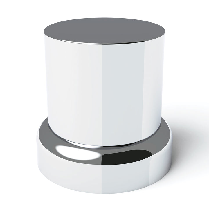 33mm X 2" Chrome Plastic Flat Top Nut Covers With Flange - Push-On (Color Box of 60)