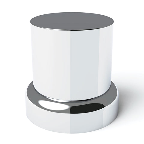 33mm X 2" Chrome Plastic Flat Top Nut Covers With Flange - Push-On (Color Box of 60)