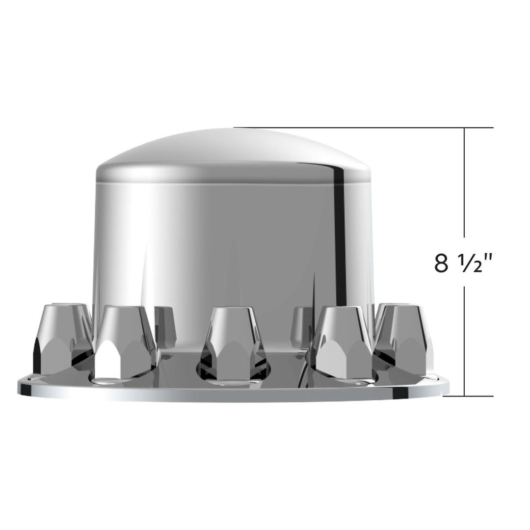 Dome Rear Axle Cover With 33mm Standard Style Push-On Nut Covers - Chrome