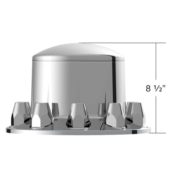 Dome Rear Axle Cover With 33mm Standard Style Push-On Nut Covers - Chrome