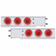 3-3/4" Bolt Pattern CR Spring Loaded Rear Bar W/6X 21 Red LED 4" GloLight & Visors - Red Lens (Pair)