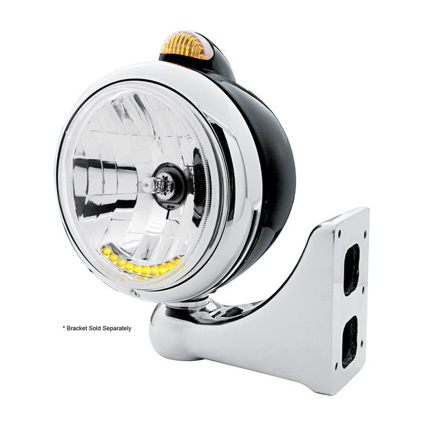 Black Guide 682-C Headlight H4 With 10 Amber LED & Dual Mode LED Signal - Amber Lens