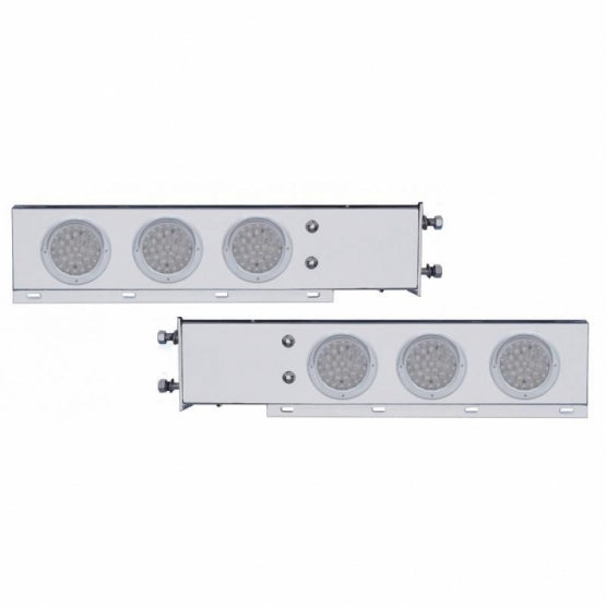 3-3/4" Bolt Pattern SS Spring Loaded Bar With 6X 36 LED 4" Lights &amp; Visors -Red LED/Clear Lens (Pair)