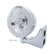 Stainless Steel Bullet Classic Headlight Crystal H4 Bulb & LED Turn Signal - Clear Lens