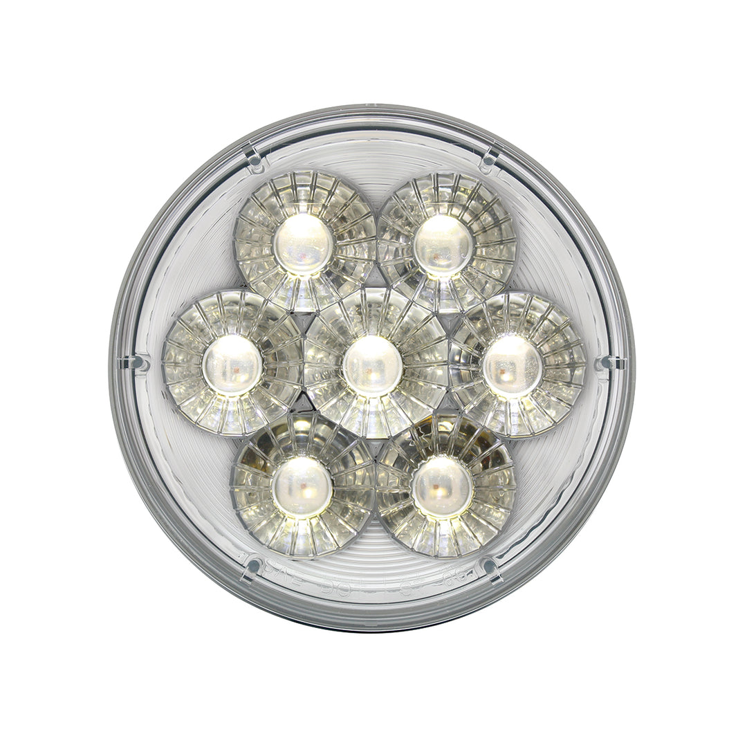 14  LED 4" Round Double Fury Light (Stop, Turn &amp; Tail) - Red &amp; White LED/Clear Lens