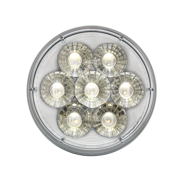 14  LED 4" Round Double Fury Light (Stop, Turn & Tail) - Red & White LED/Clear Lens