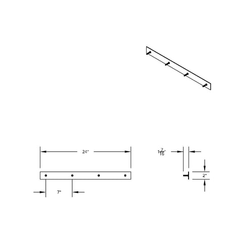 2" X 24" Chrome Top Mud Flap Plate - Welded Stud