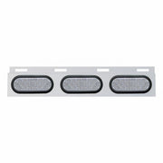 Stainless Top Mud Flap Plate With 3X 19 LED 6" Oval Lights & Grommets - Red LED/Clear Lens (Each)