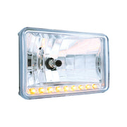 4" X 6" Crystal Headlight With 9 Amber LED Position Light - High Beam