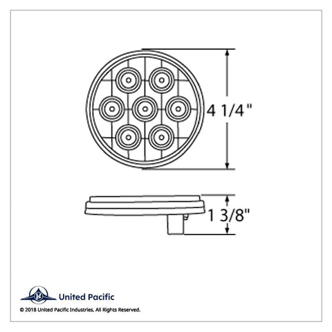 7 LED 4" Round Competition Series Light (Stop, Turn & Tail) - Red LED/Clear Lens