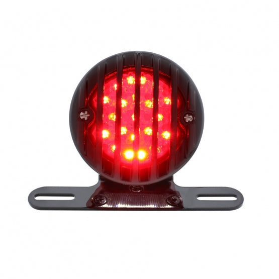Motorcycle LED Rear Fender Tail Light With Black Grille Bezel - Smoke Lens