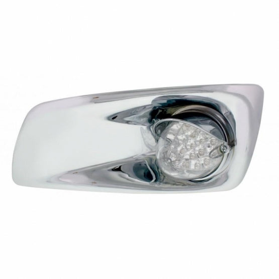 Fog Light Cover With 19 LED Reflector Light &amp; Visor For 2007-17 KW T660 (Driver) - Amber LED/ Clear Lens