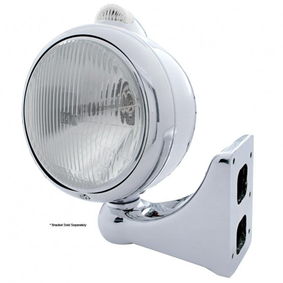 Chrome Guide 682-C Style Headlight H4 &amp; LED Turn Signal - Clear Lens