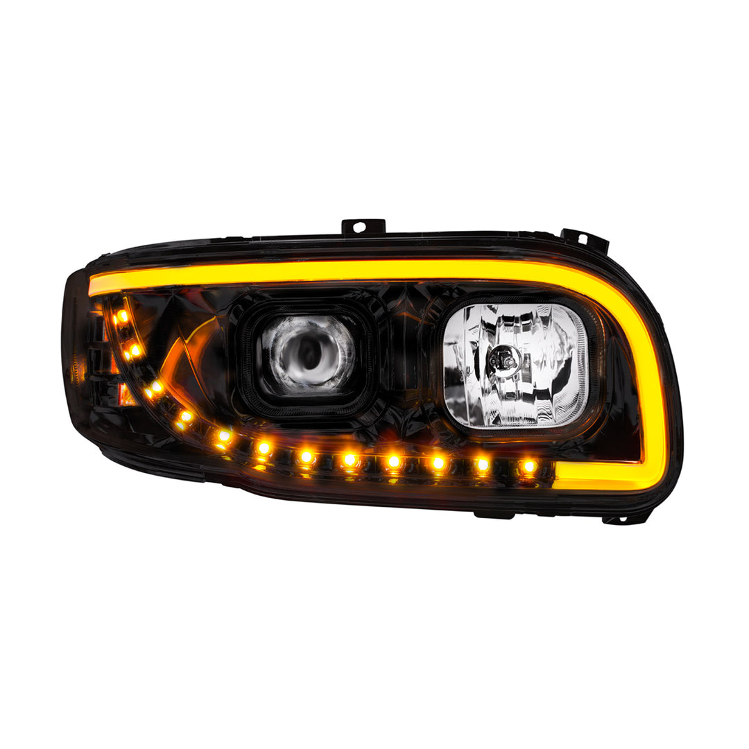Blackout Projection Headlight With LED Turn Signal &amp; Light Bar For 2008-2024 Peterbilt 389-Passenger