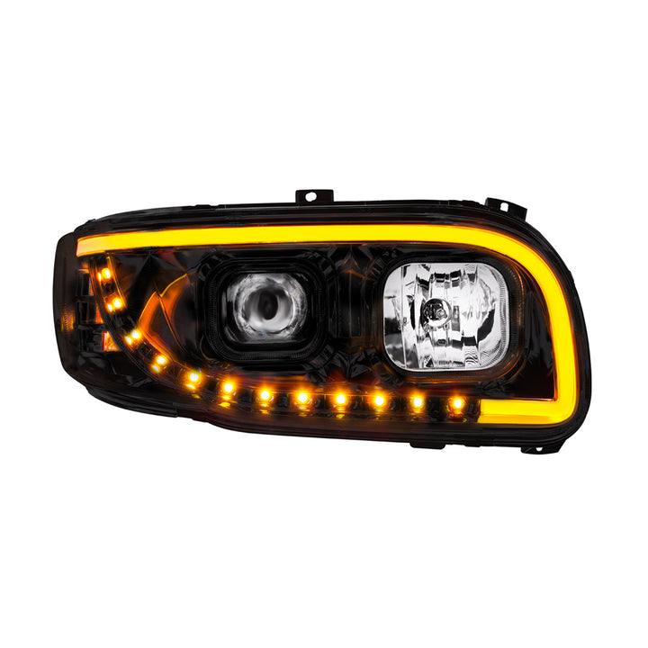 Blackout Projection Headlight With LED Turn Signal &amp; Light Bar For 2008-2024 Peterbilt 389-Passenger
