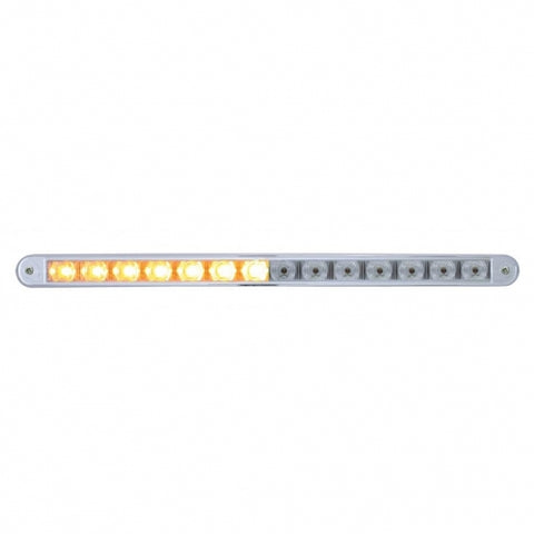 14 LED 12" Auxiliary Warning Light Bar With Bezel - Amber LED/Clear Lens