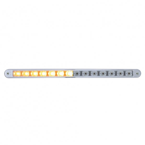 14 LED 12" Auxiliary Warning Light Bar With Bezel - Amber LED/Clear Lens