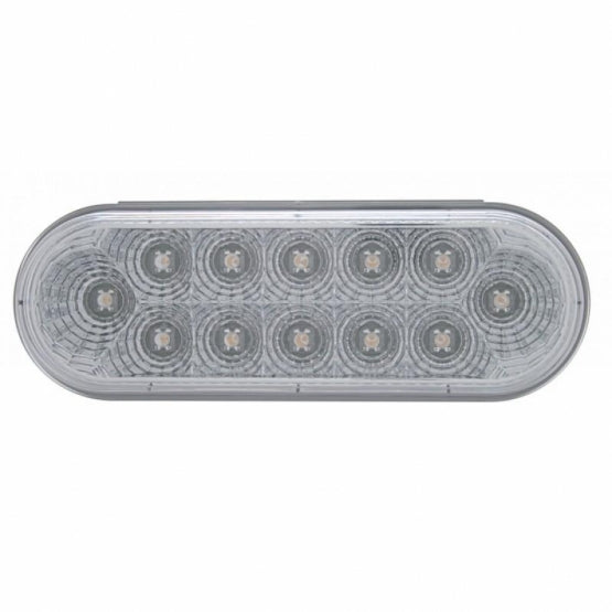12 LED 6" Oval Reflector Light (Stop, Turn &amp; Tail) - Red LED/Clear Lens
