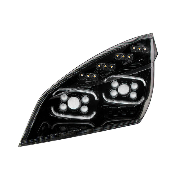 Black 10 LED Projector Headlight With LED Sequential Turn & DRL For 2018-2024 Cascadia - Driver