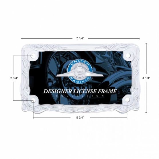 Motorcycle License Plate Frame - Chrome Flame &amp; Frame