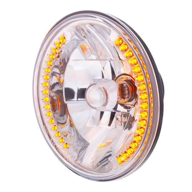 7" Crystal Headlight With 34 Amber LED Position Light