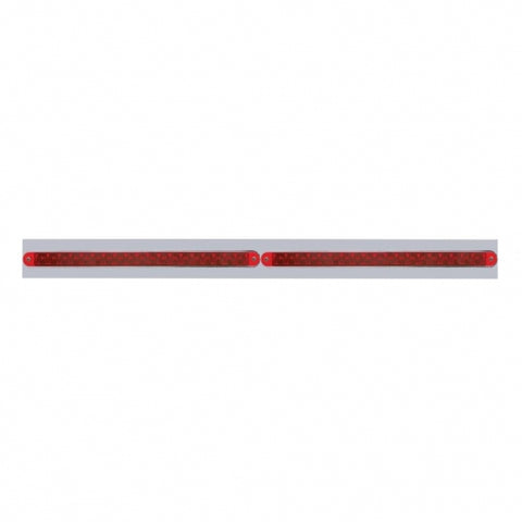 Chrome Top Mud Flap Plate With Two 19 LED 12" Reflector Light Bars - Red LED/Red Lens (Each)