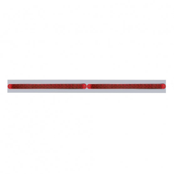 Chrome Top Mud Flap Plate With Two 19 LED 12" Reflector Light Bars - Red LED/Red Lens (Each)