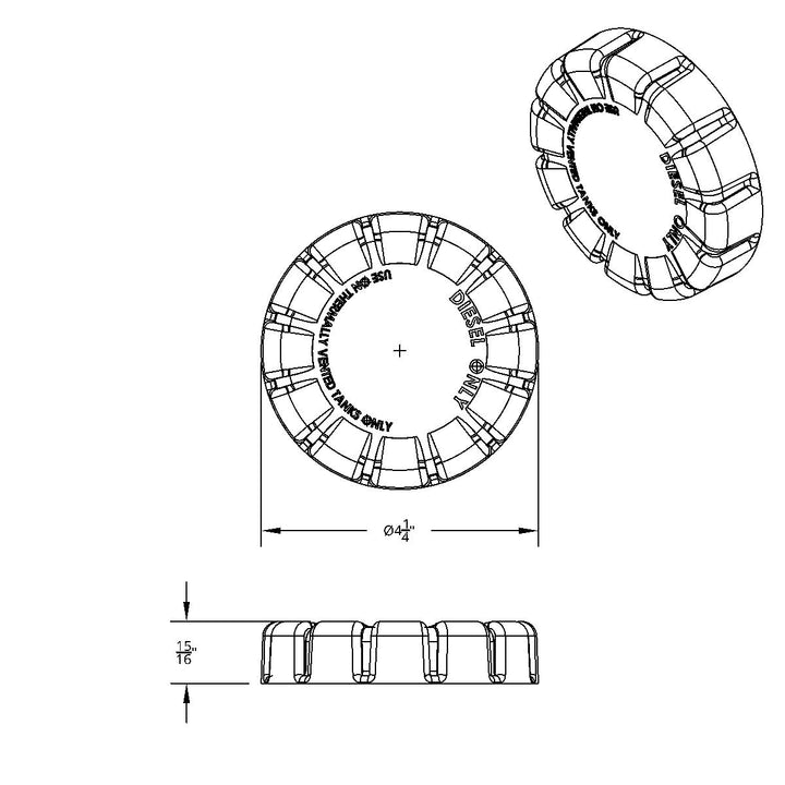 Chrome Plastic Fuel Cap Cover For Kenworth - Non-Locking