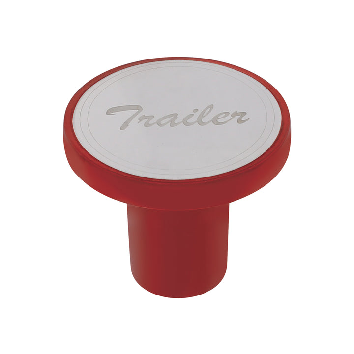 Aluminum Screw-On Air Valve Knob With Stainless Trailer Plaque - Candy Red