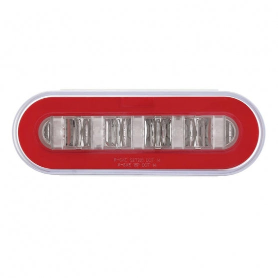 22 LED 6" Oval GloLight Kit With Divider Bar Inner Design (Stop, Turn &amp; Tail) - Red LED/Red Insert (Each)