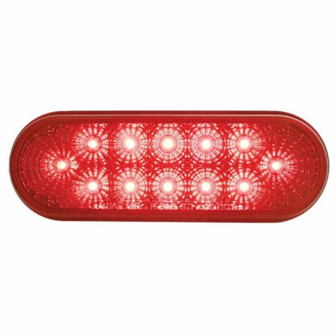3-3/4" Bolt Pattern SS Spring Loaded Bar With 6 Oval 12 LED Lights -Red LED & Lens (Pair)