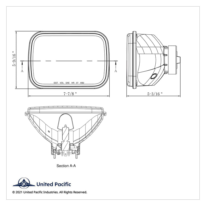 5" X 7" Crystal Rectangular Headlight - Plastic Lens