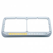 Rectangular Dual Headlight Bezel With LED Sequential Light Bar (Passenger) - Amber LED/Clear Lens