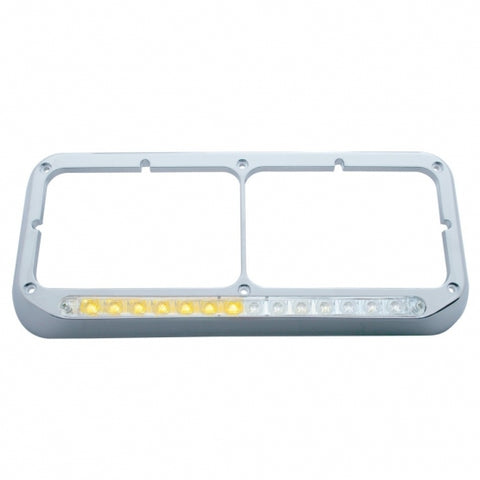 Rectangular Dual Headlight Bezel With LED Sequential Light Bar (Passenger) - Amber LED/Clear Lens