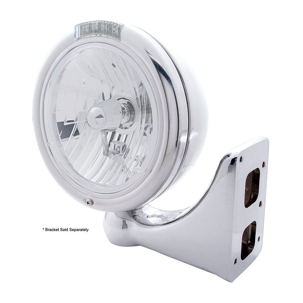 Chrome Classic Headlight Crystal H4 Bulb & LED Turn Signal - Clear Lens