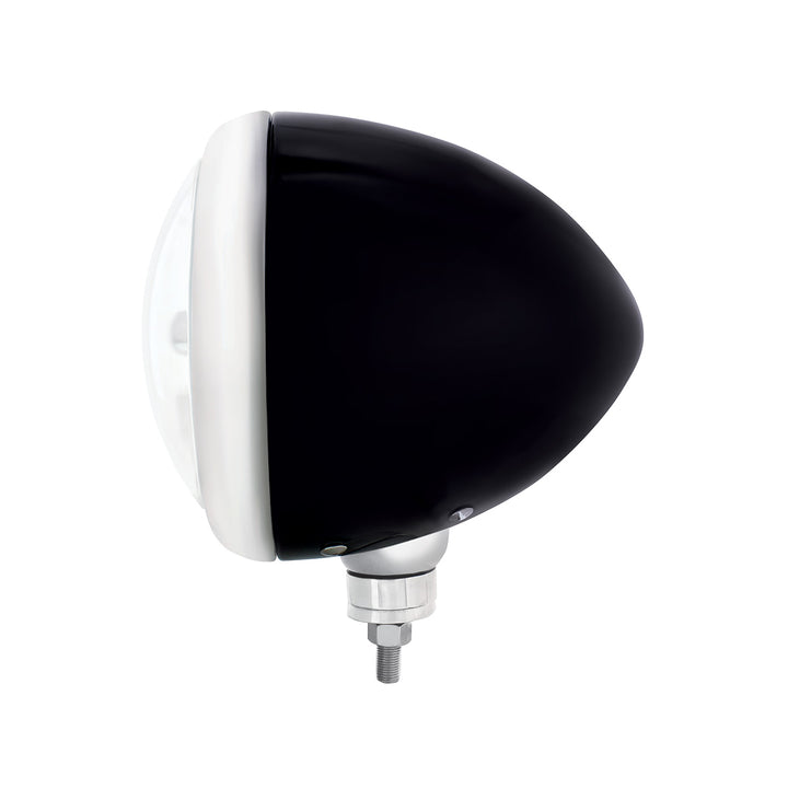 Black Guide Headlight 9007 Bulb With White LED Halo Rim