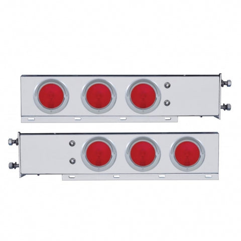 3-3/4" Bolt Pattern Deluxe Stainless Spring Loaded Light Bar With 6X 4" Lights & Visors (Pair)