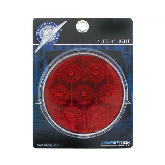 7 LED 4" Round Competition Series Light (Stop, Turn &amp; Tail) - Red LED/Red Lens