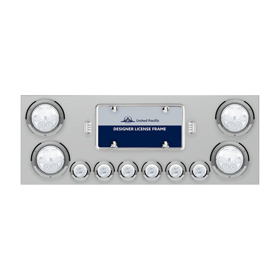 SS Rear Center Panel With 4X 7 LED 4" Reflector Lights &amp; 6X 9 LED 2" Lights -Red LED/Clear Lens